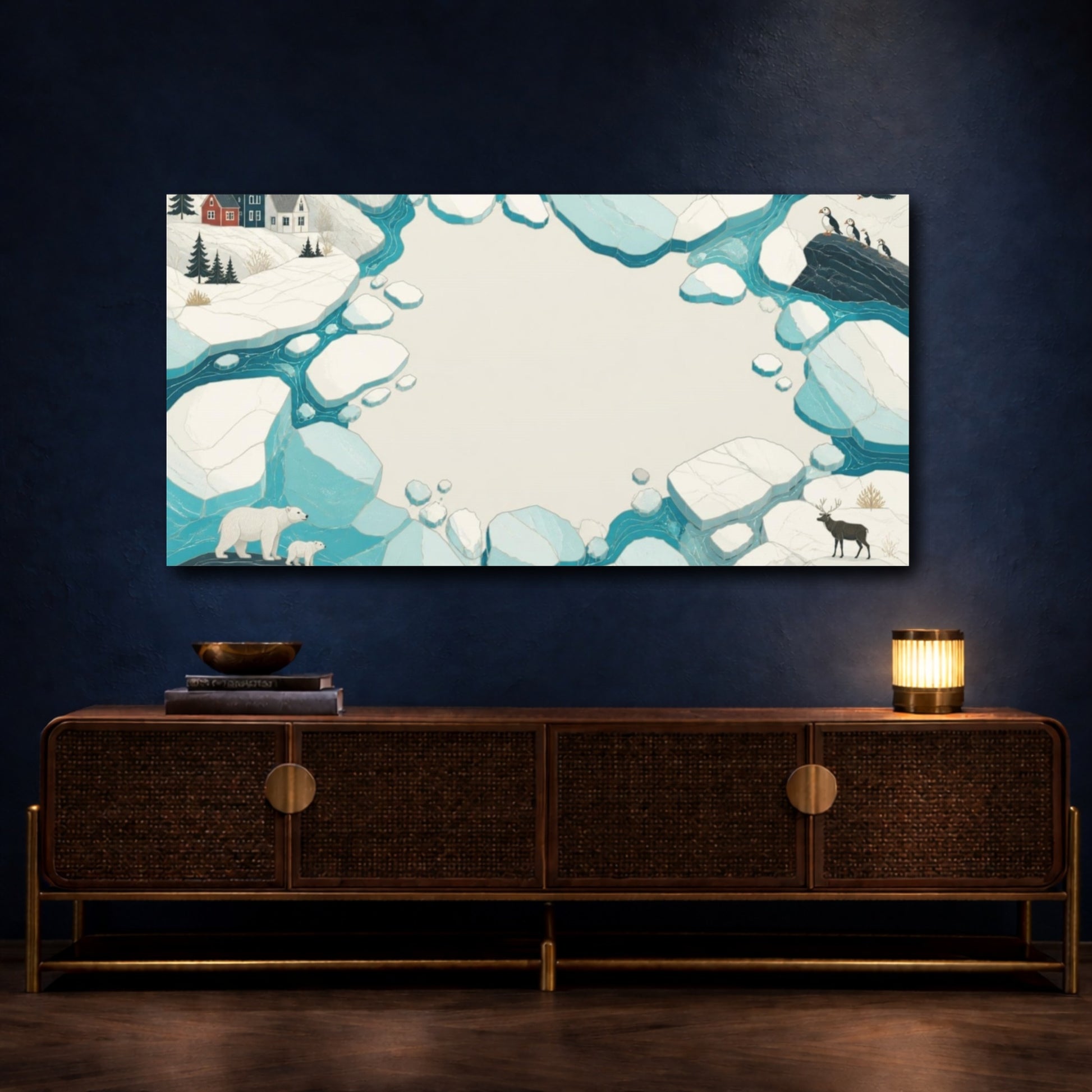 Mockup 4. Nordic Ice Landscape shown as canvas print