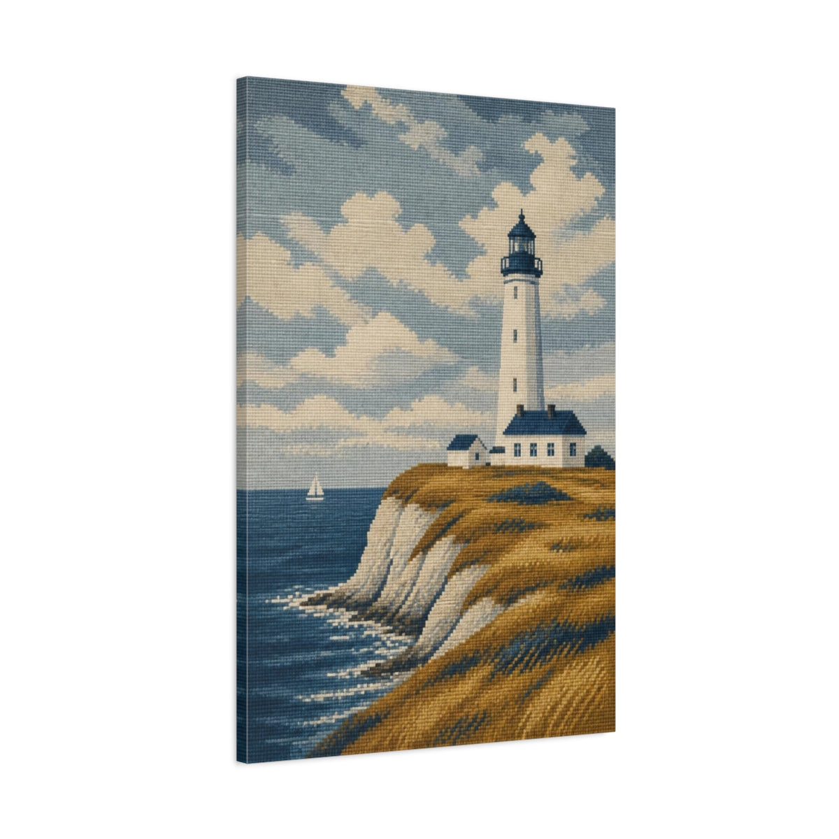 Main Mockup. Nordic Lighthouse On Bluff shown as canvas print