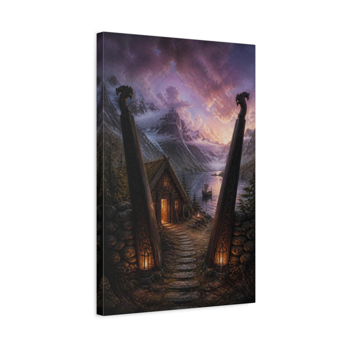 Side Mockup 3. Nordic Longhouse By Fjord shown as canvas print