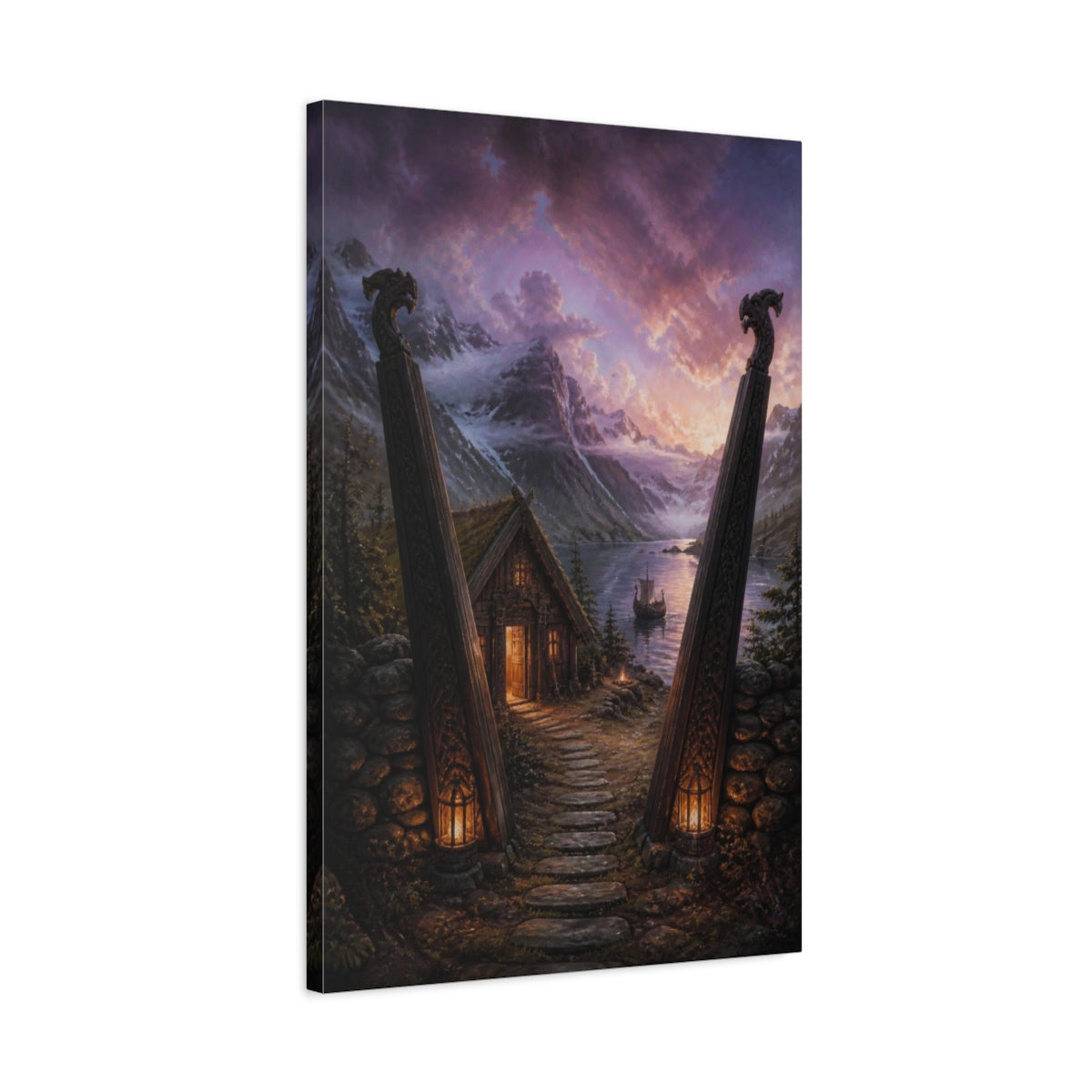 Side Mockup 2. Nordic Longhouse By Fjord shown as canvas print