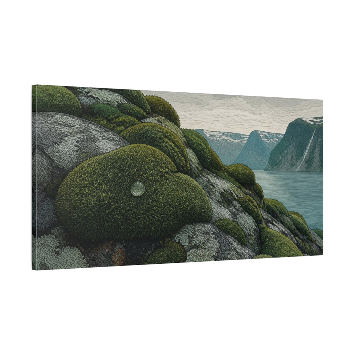 Main Mockup. Nordic Moss Mounds shown as canvas print