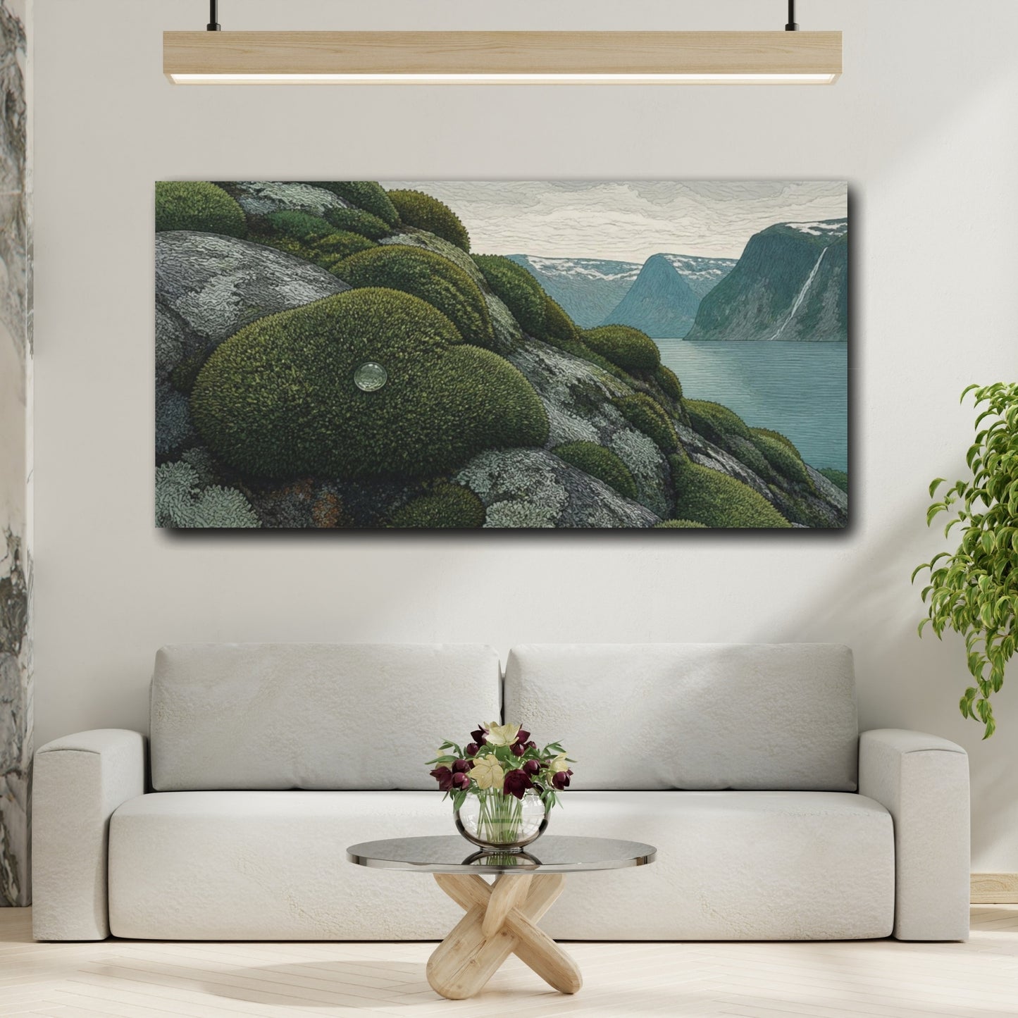 Mockup 2. Nordic Moss Mounds shown as canvas print
