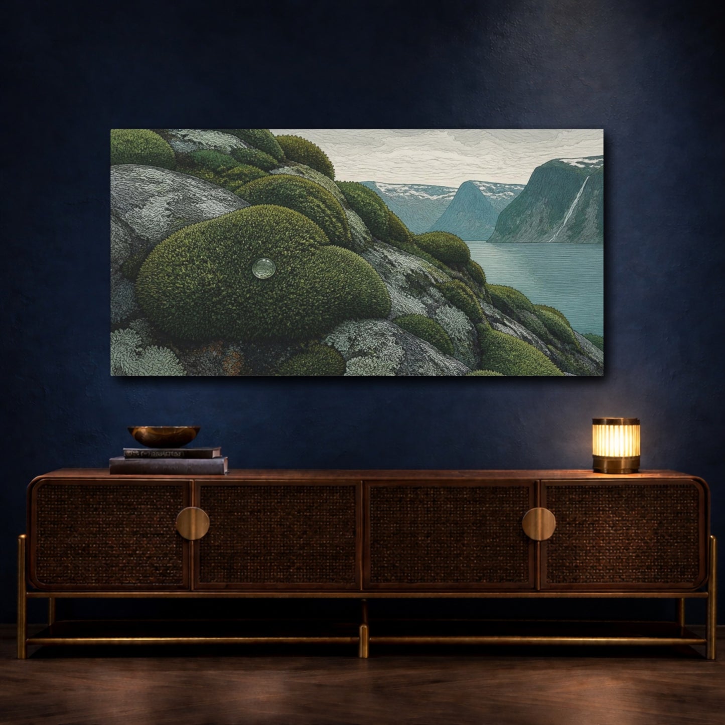 Mockup 4. Nordic Moss Mounds shown as canvas print
