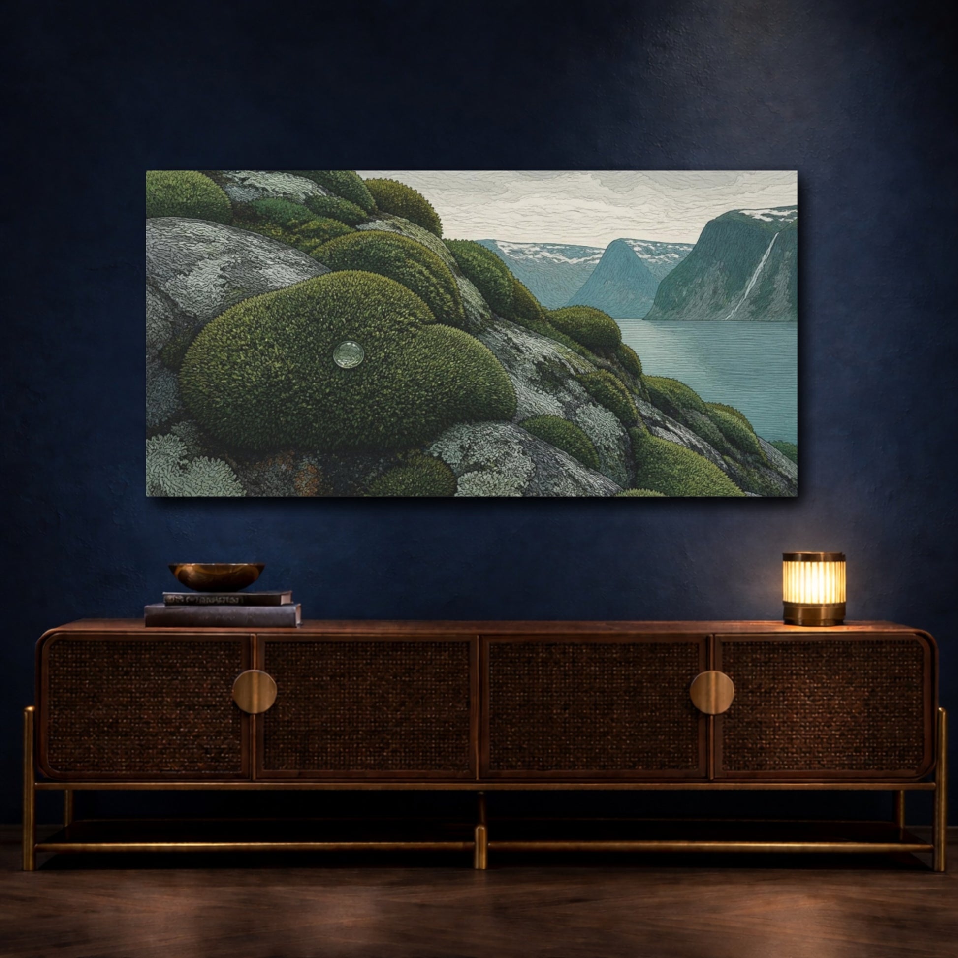 Mockup 4. Nordic Moss Mounds shown as canvas print