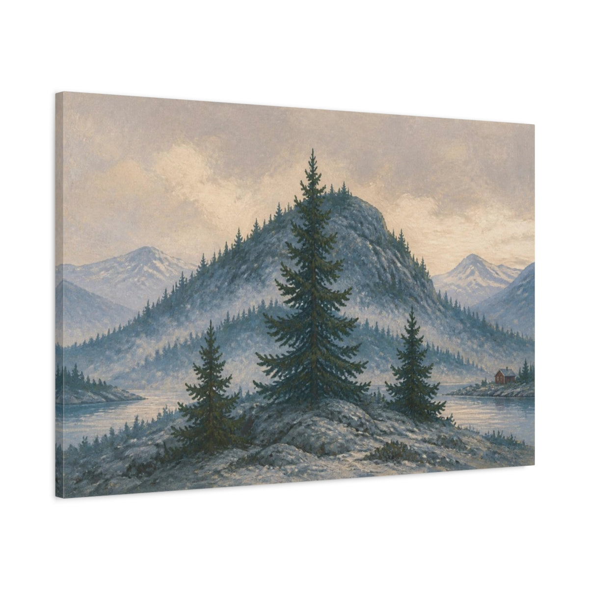 Main Mockup. Nordic Pine Hill shown as canvas print