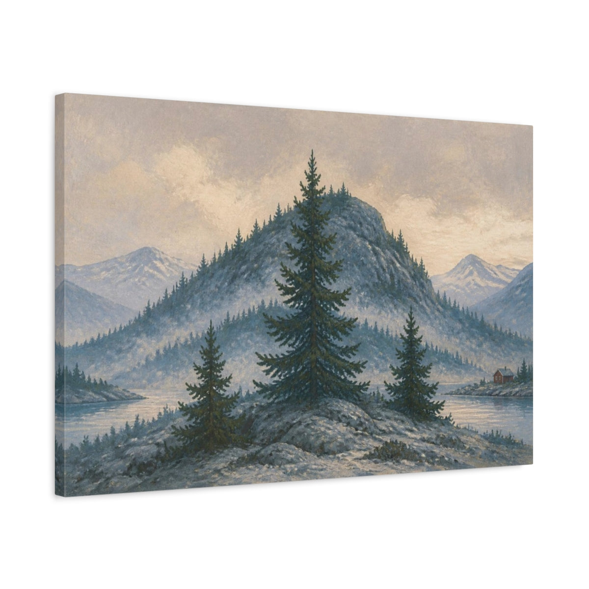 Side Mockup 2. Nordic Pine Hill shown as canvas print