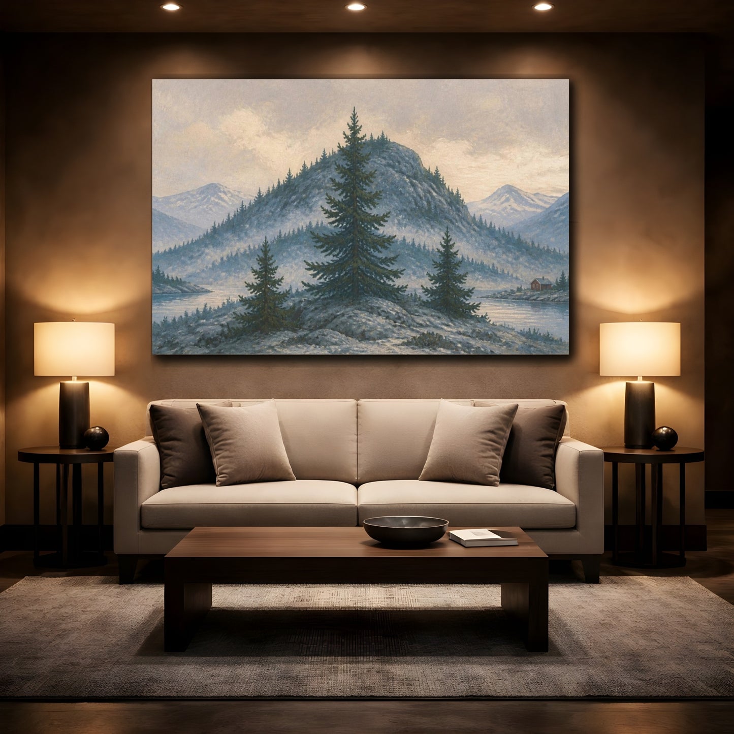 Mockup 2. Nordic Pine Hill shown as canvas print