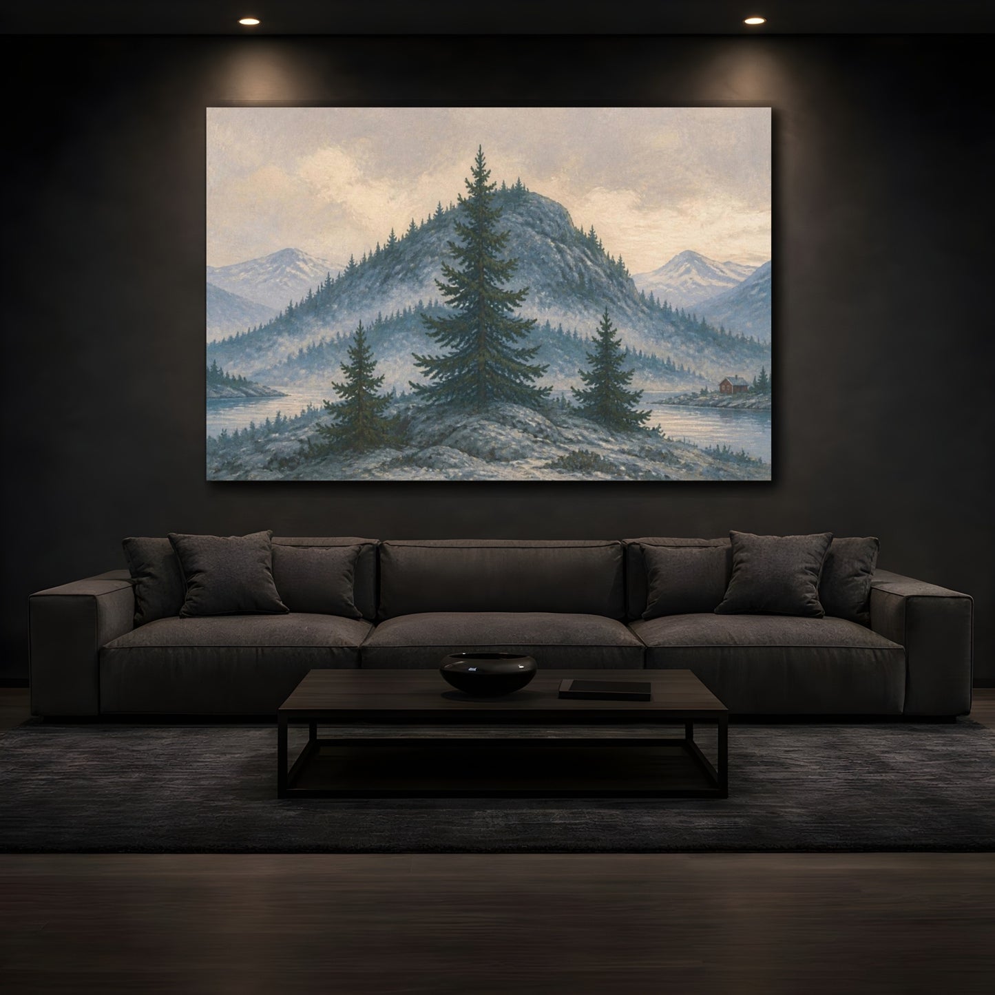 Mockup 3. Nordic Pine Hill shown as canvas print