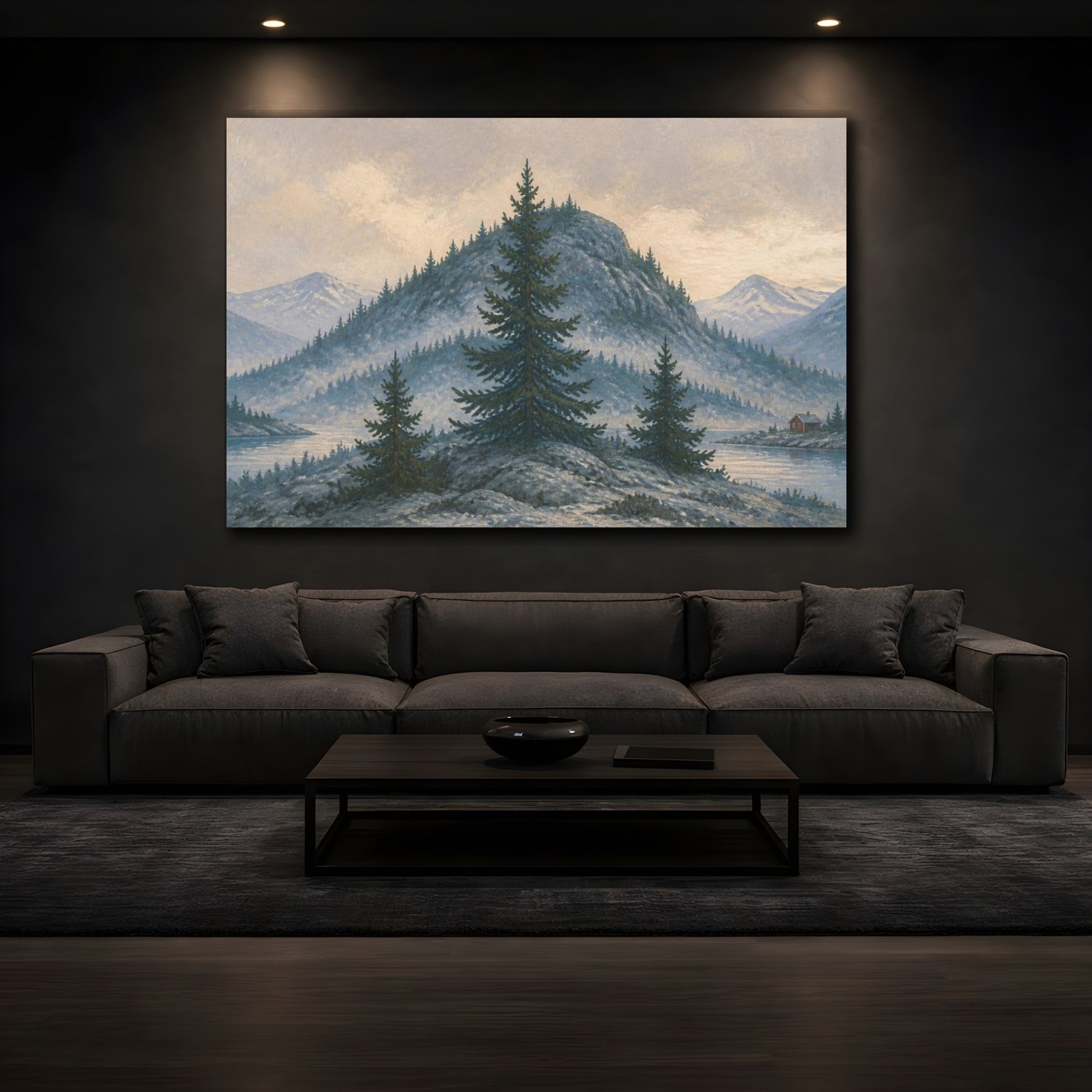 Mockup 3. Nordic Pine Hill shown as canvas print