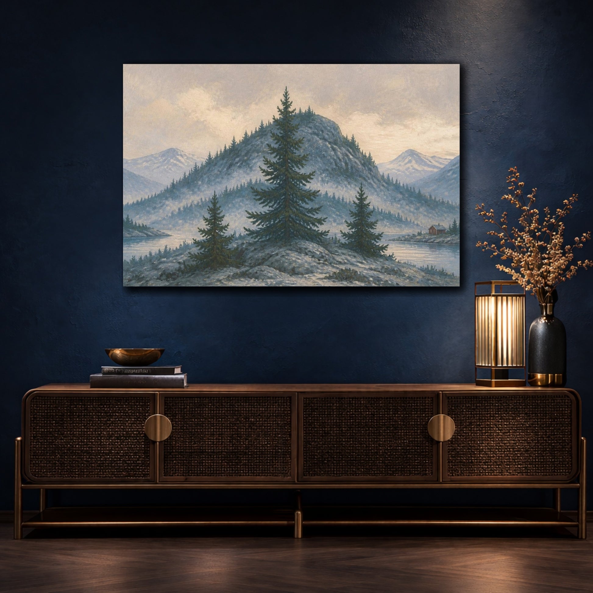 Mockup 4. Nordic Pine Hill shown as canvas print