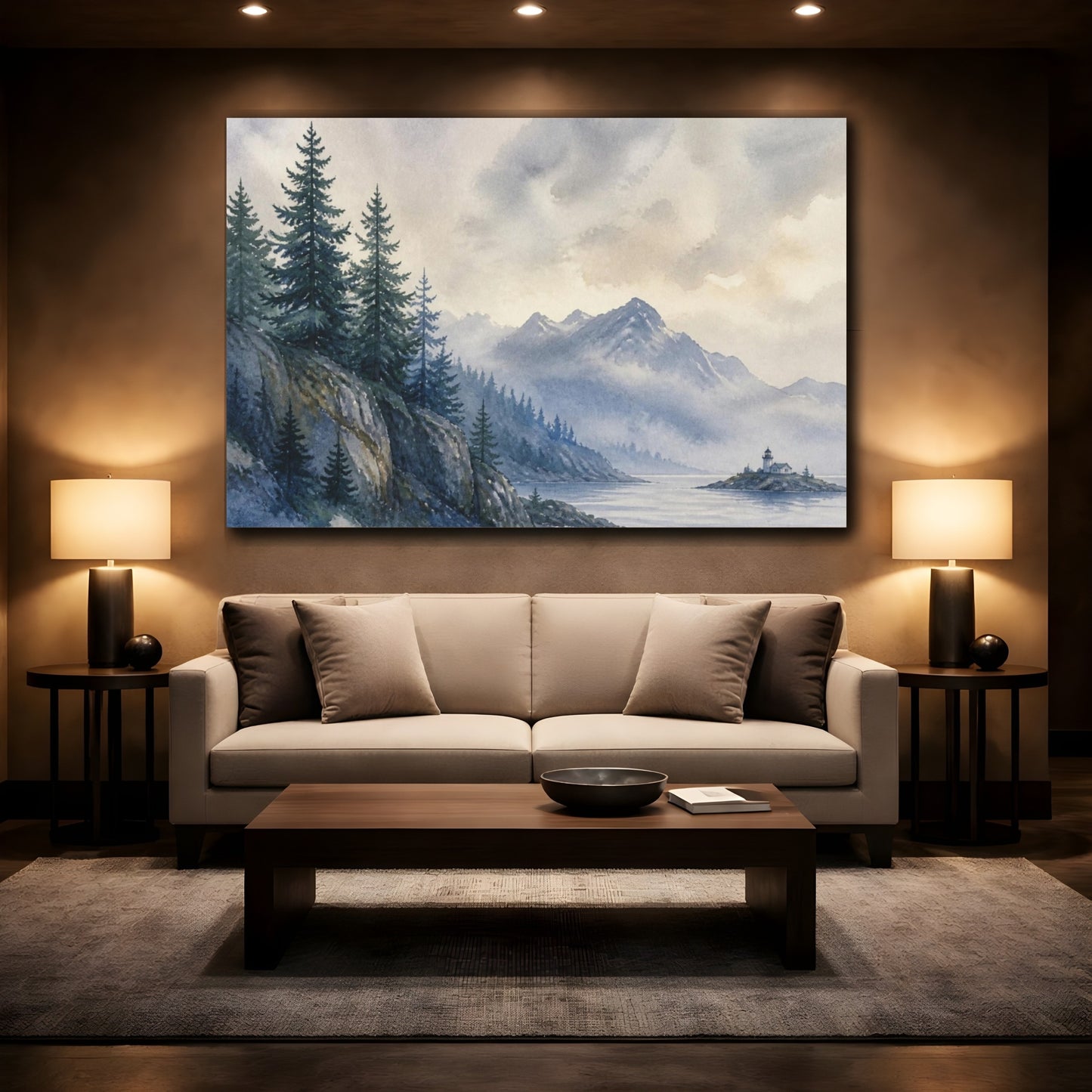 Mockup 2. Nordic Pine Shoreline shown as canvas print