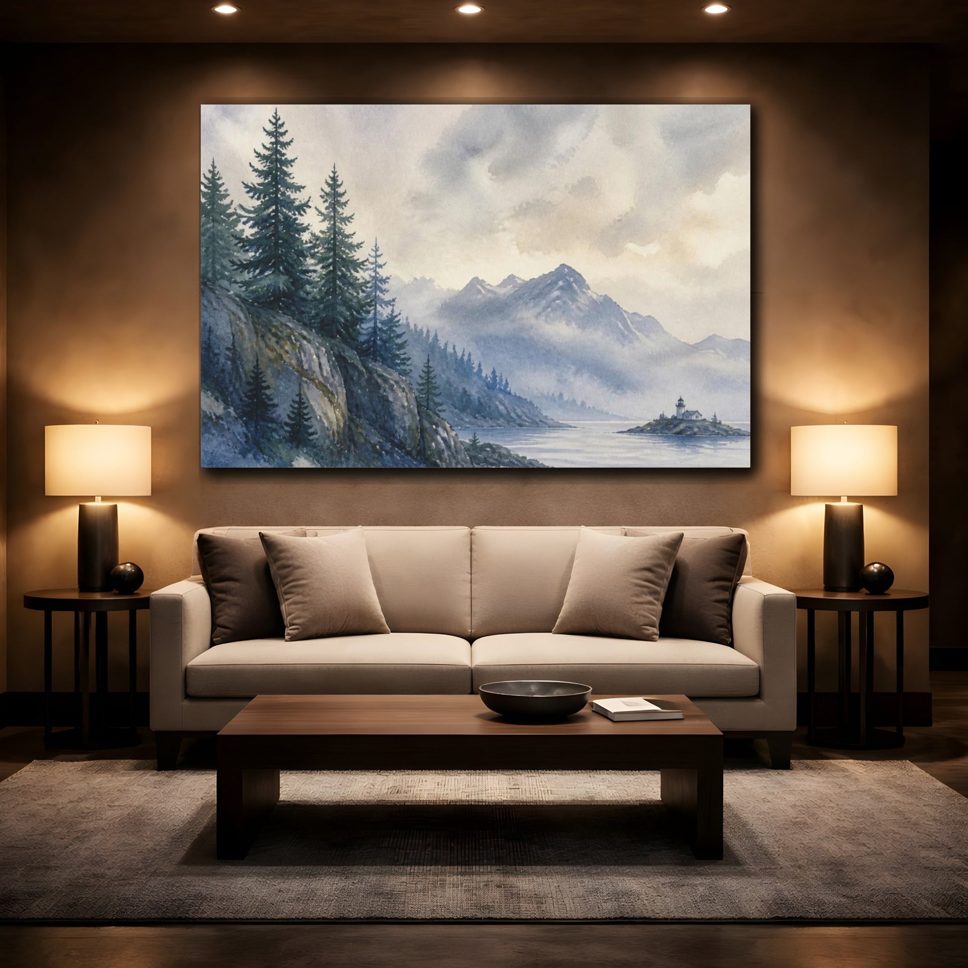 Mockup 2. Nordic Pine Shoreline shown as canvas print