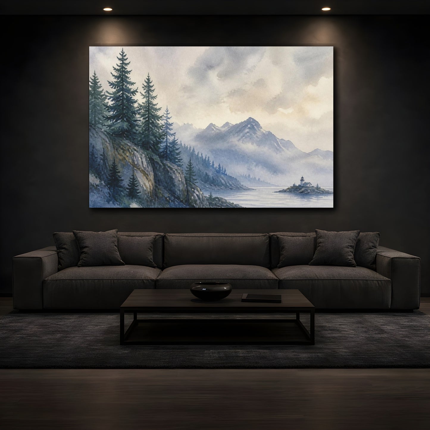 Mockup 3. Nordic Pine Shoreline shown as canvas print