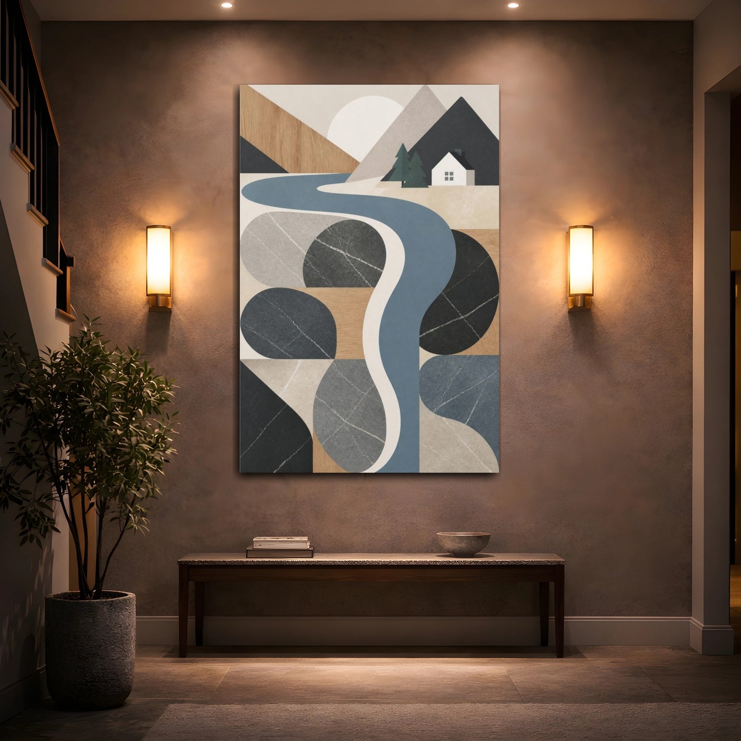 Mockup 2. Nordic River Stones shown as canvas print