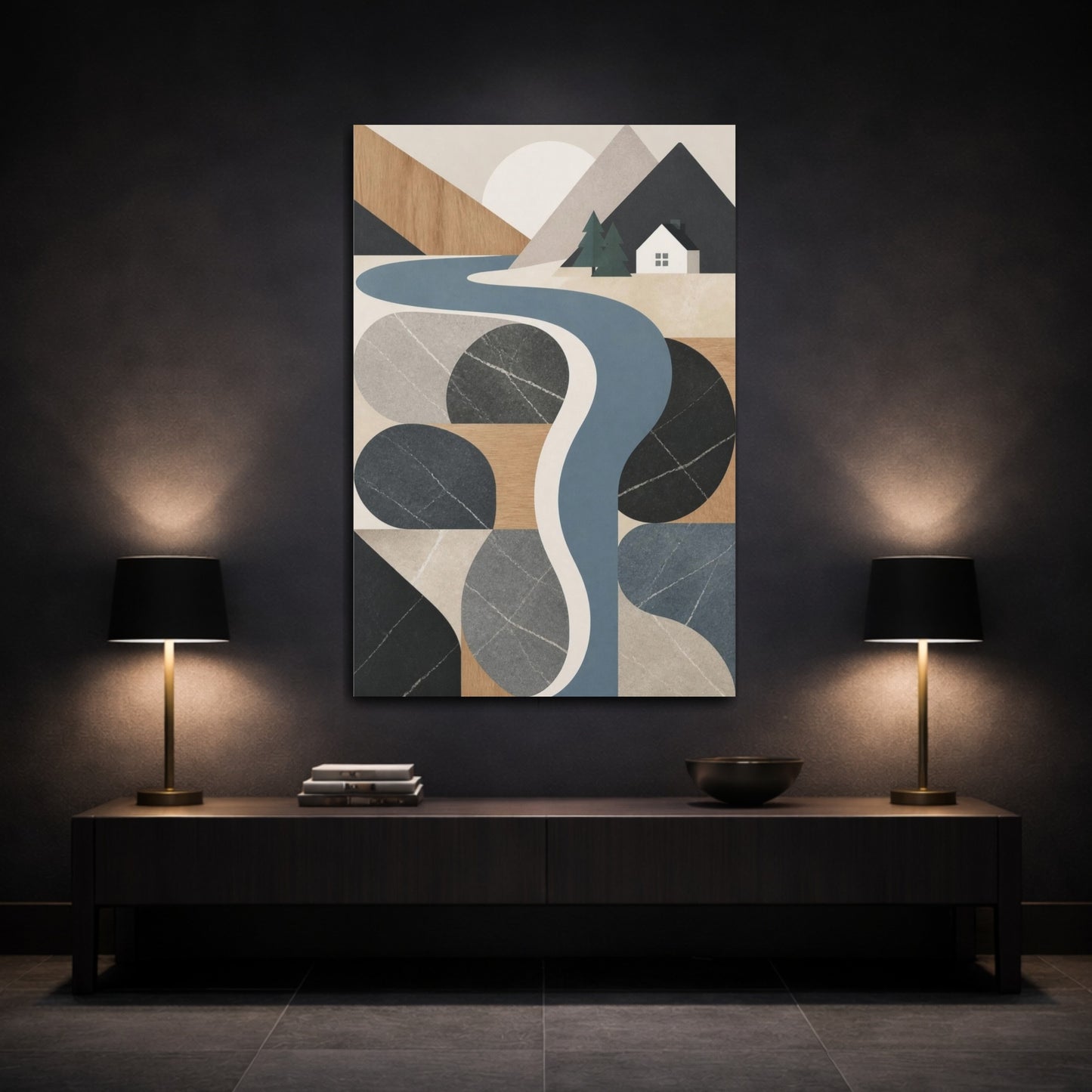 Mockup 3. Nordic River Stones shown as canvas print