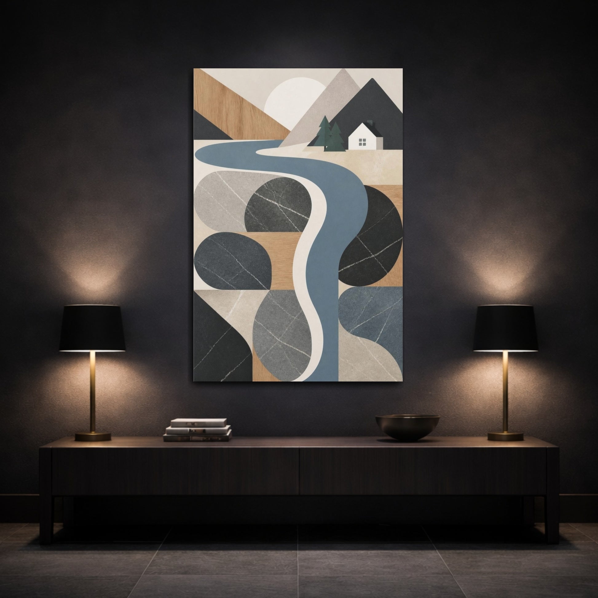 Mockup 3. Nordic River Stones shown as canvas print