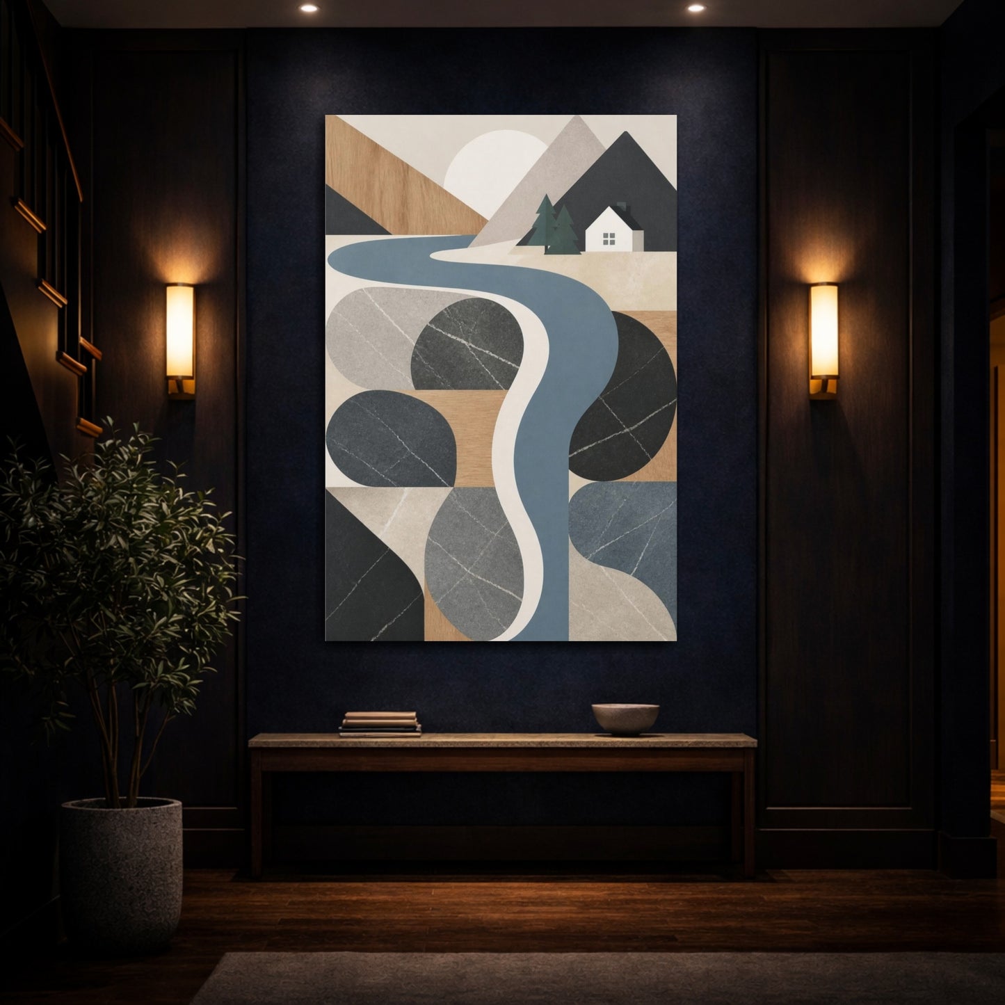 Mockup 4. Nordic River Stones shown as canvas print