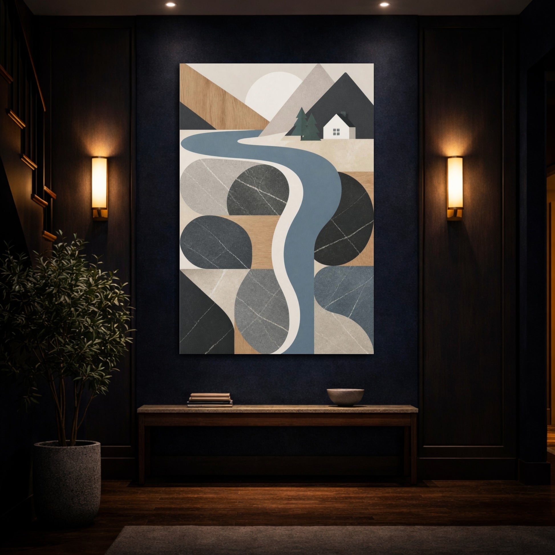 Mockup 4. Nordic River Stones shown as canvas print