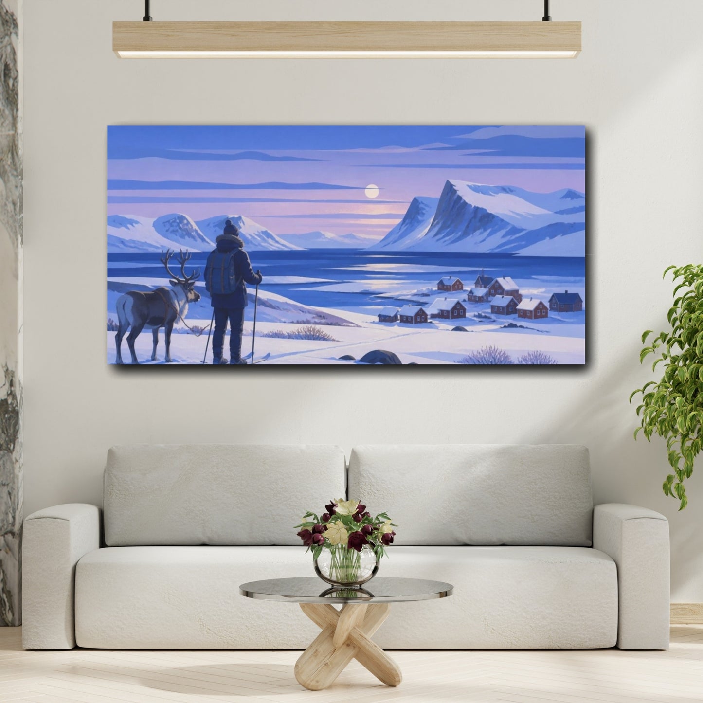 Mockup 2. Nordic Skier At Twilight shown as canvas print