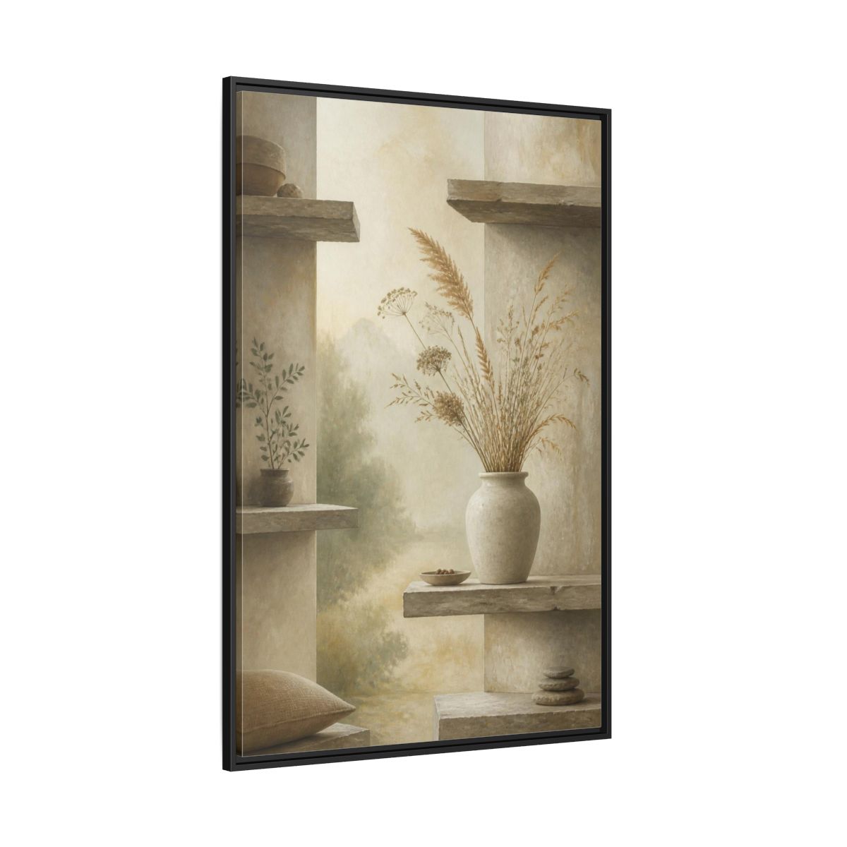 Side Mockup 12. Nordic Stoneware Vase shown as framed canvas print