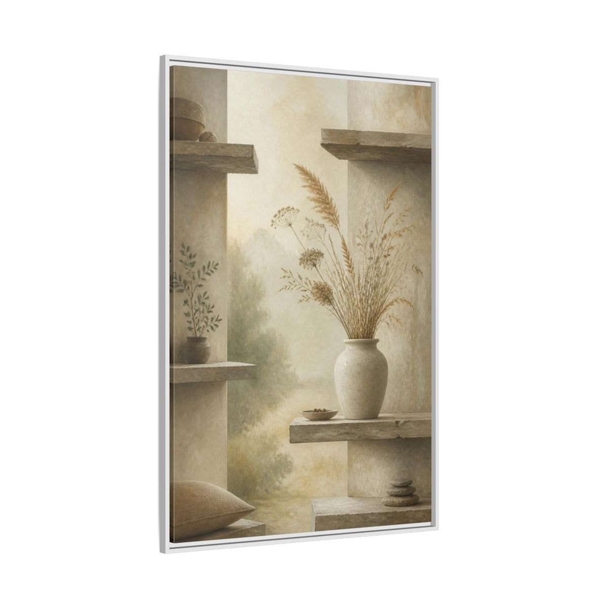 Side Mockup 7. Nordic Stoneware Vase shown as framed canvas print
