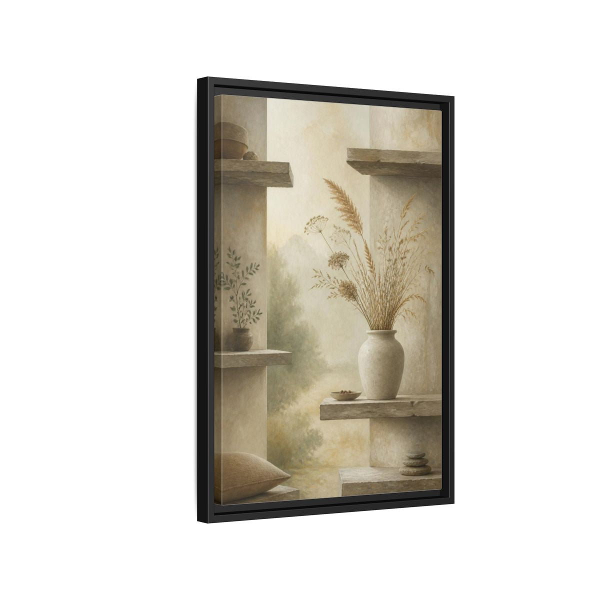 Side Mockup 3. Nordic Stoneware Vase shown as framed canvas print