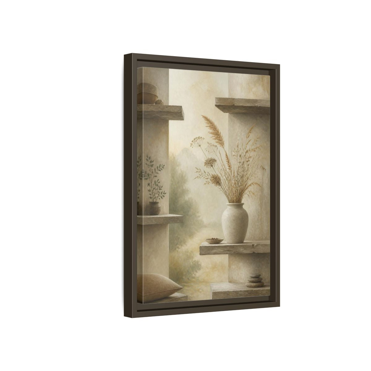 Side Mockup 5. Nordic Stoneware Vase shown as framed canvas print