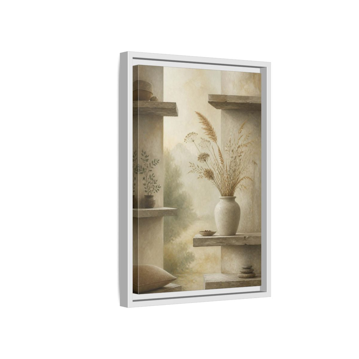 Side Mockup 4. Nordic Stoneware Vase shown as framed canvas print