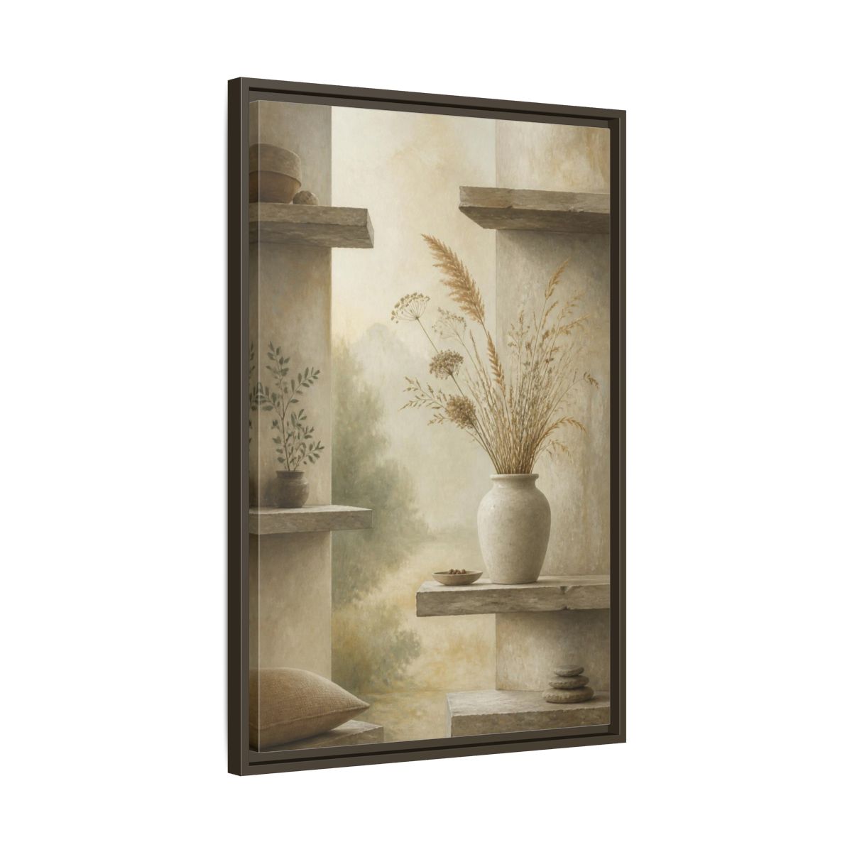 Side Mockup 11. Nordic Stoneware Vase shown as framed canvas print