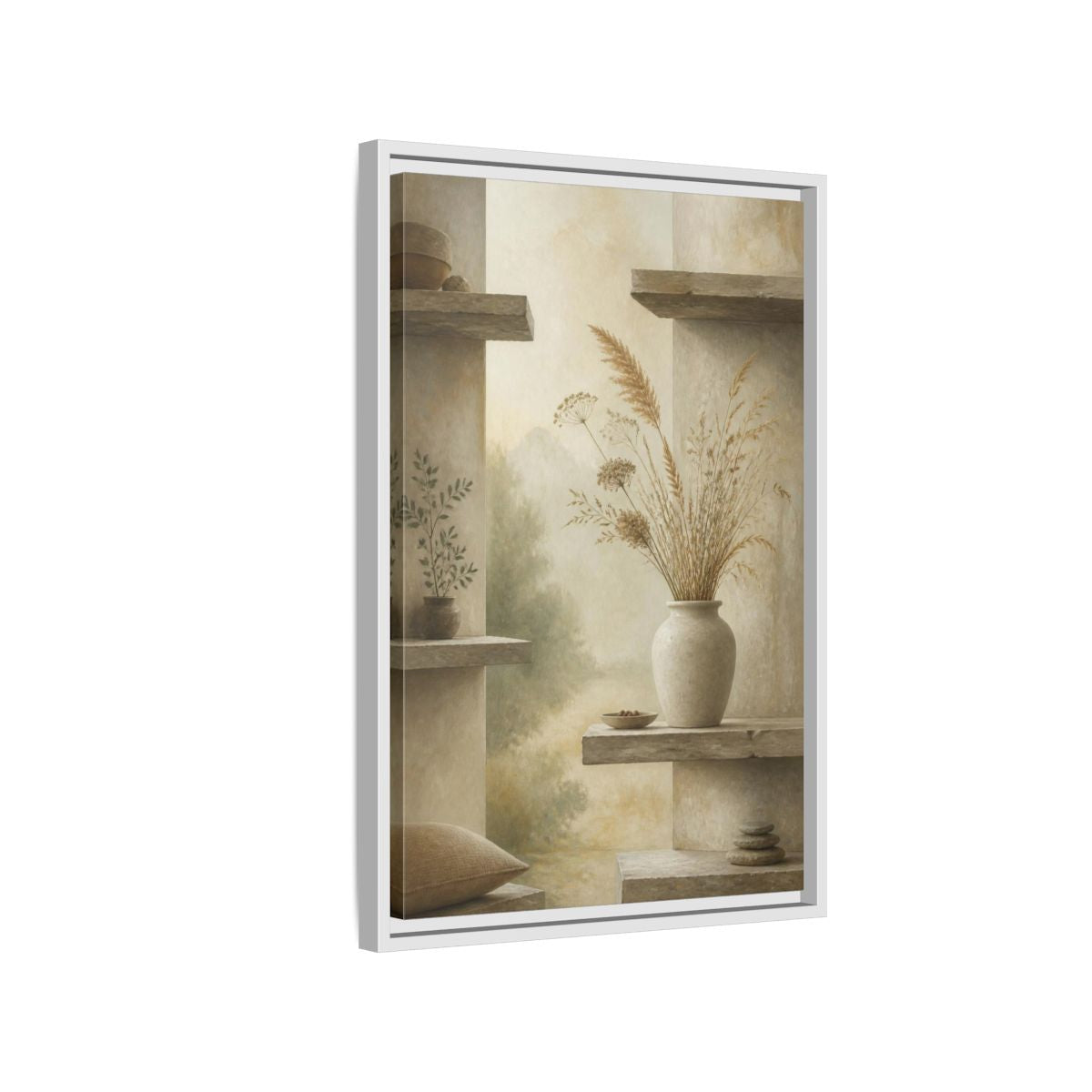 Side Mockup 1. Nordic Stoneware Vase shown as framed canvas print