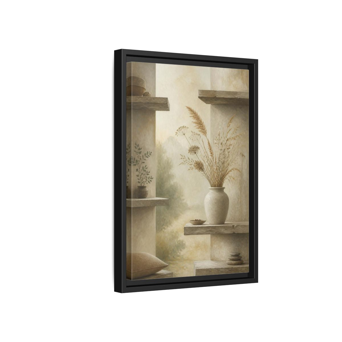 Side Mockup 6. Nordic Stoneware Vase shown as framed canvas print