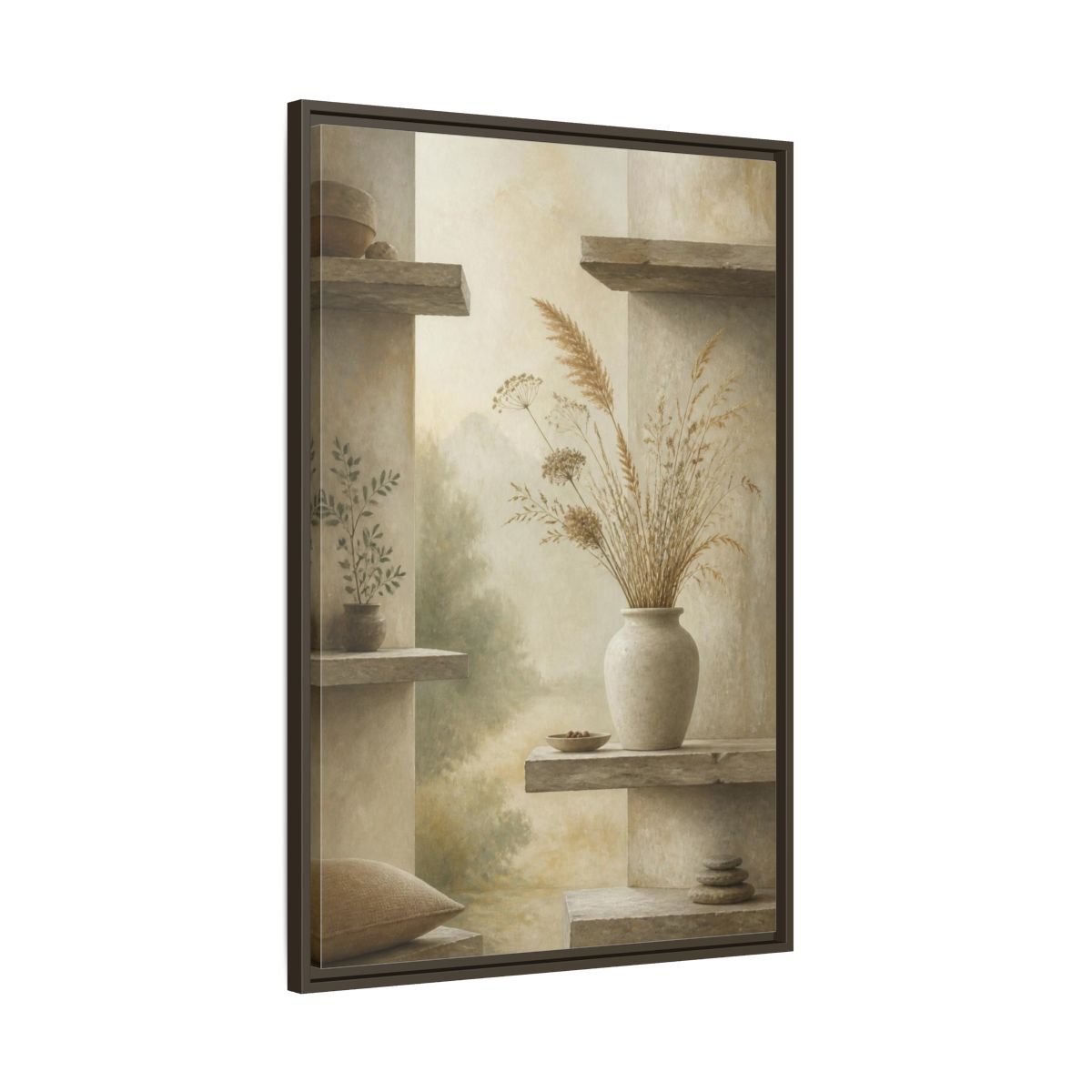 Main Mockup. Nordic Stoneware Vase shown as framed canvas print