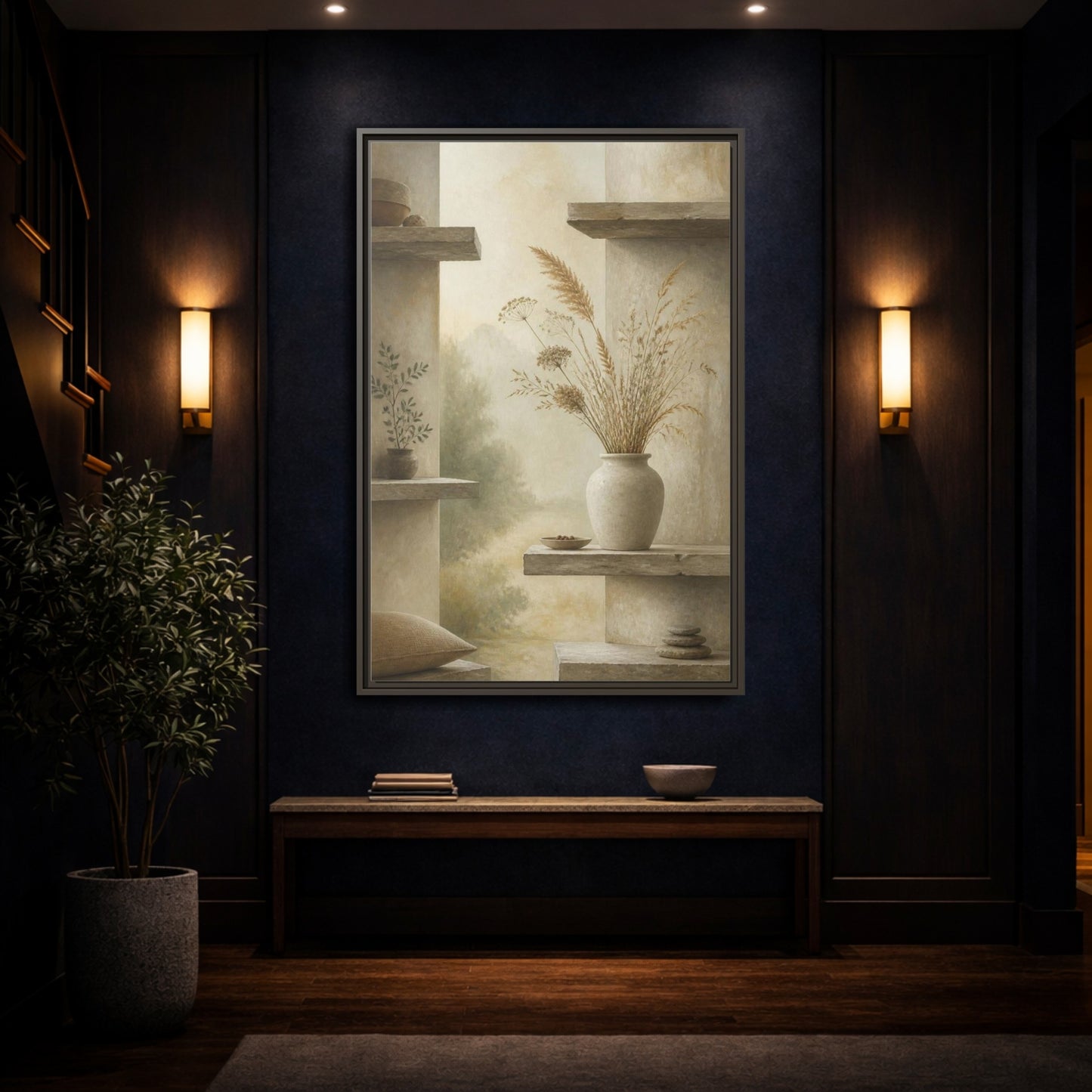 Mockup 4. Nordic Stoneware Vase shown as framed canvas print