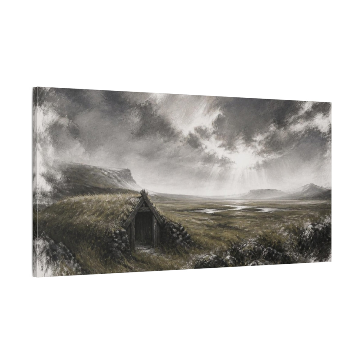 Main Mockup. Nordic Turf Hut shown as canvas print