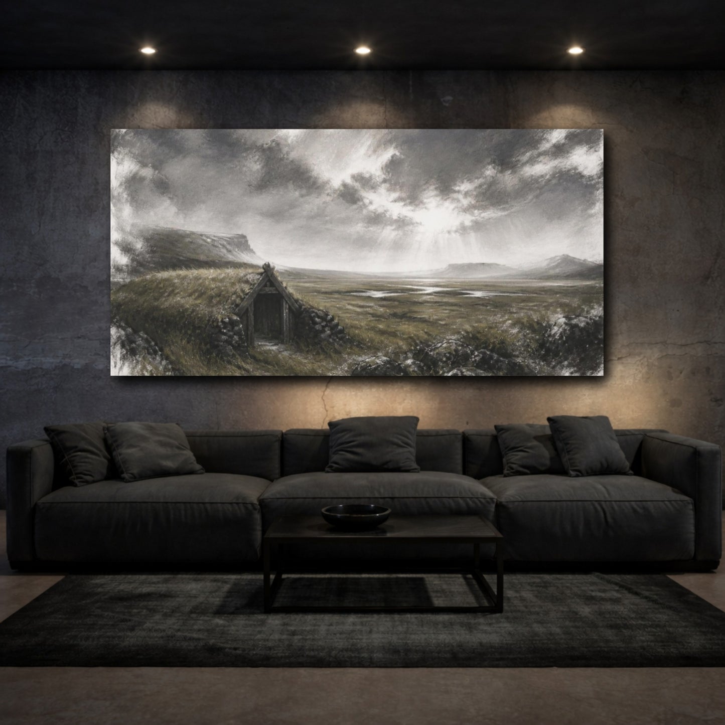 Mockup 3. Nordic Turf Hut shown as canvas print