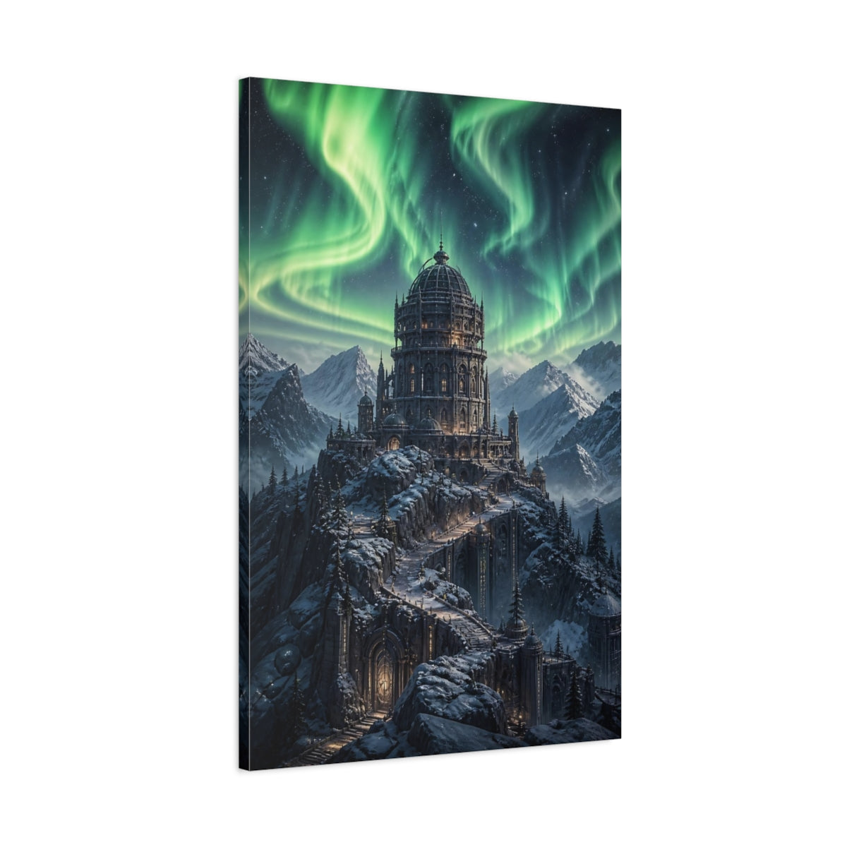 Main Mockup. Northern Lights Castle shown as canvas print