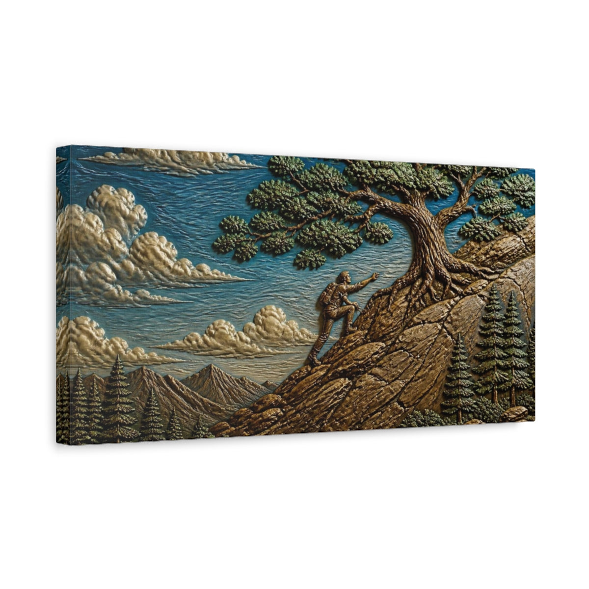 Side Mockup 3. Oak Tree Motivation Ascent shown as canvas print