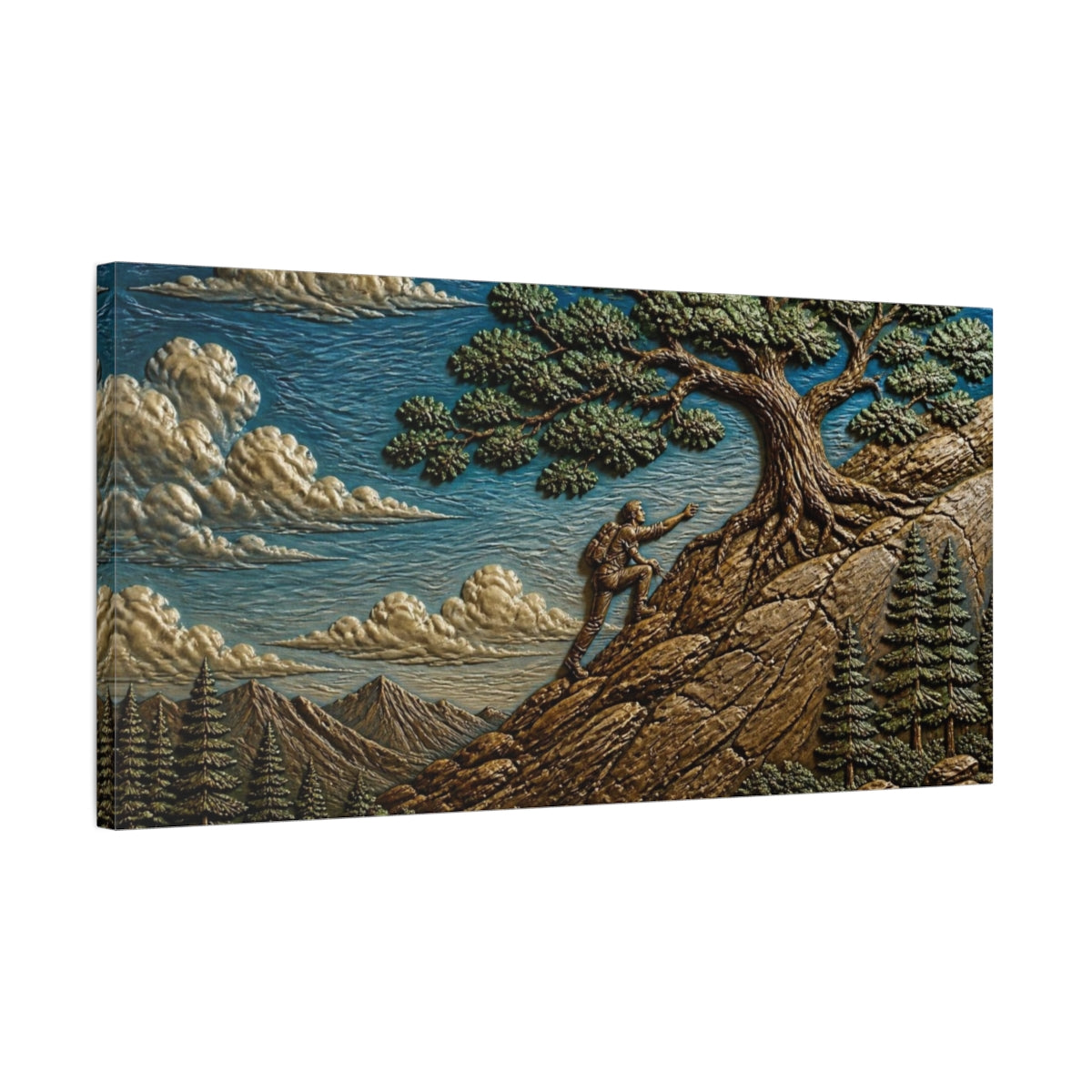 Side Mockup 1. Oak Tree Motivation Ascent shown as canvas print