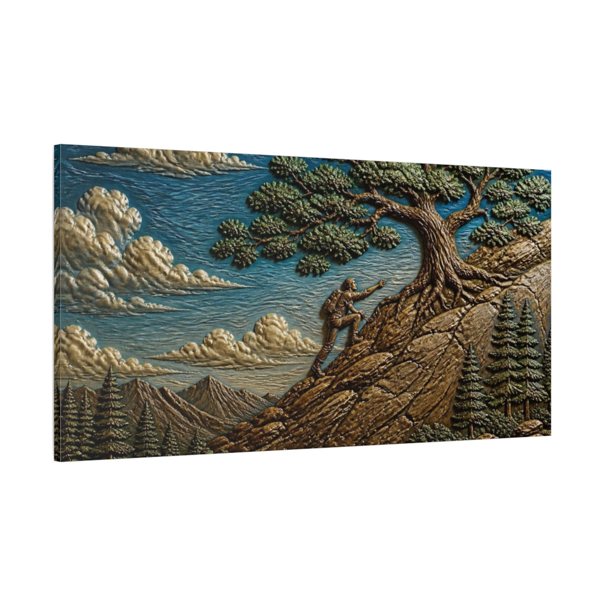 Side Mockup 2. Oak Tree Motivation Ascent shown as canvas print