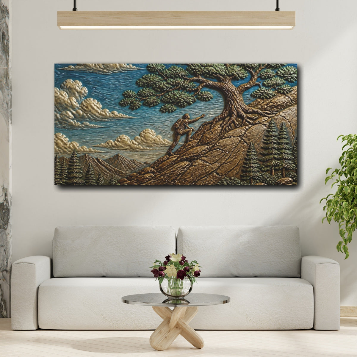 Mockup 2. Oak Tree Motivation Ascent shown as canvas print