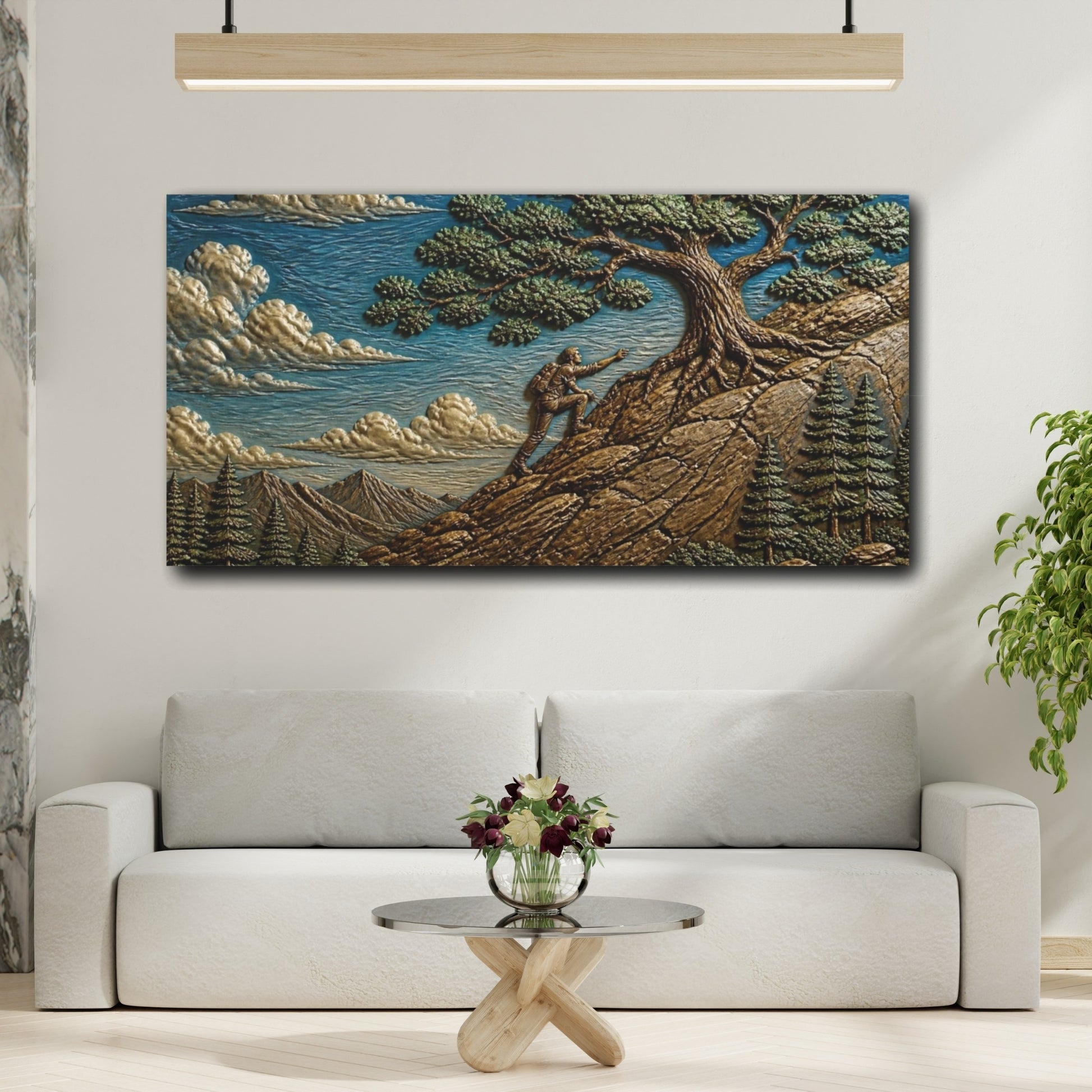 Mockup 2. Oak Tree Motivation Ascent shown as canvas print