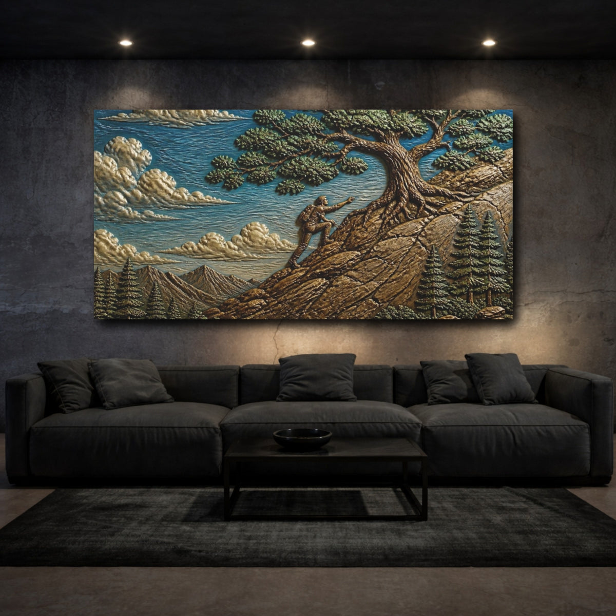 Mockup 3. Oak Tree Motivation Ascent shown as canvas print