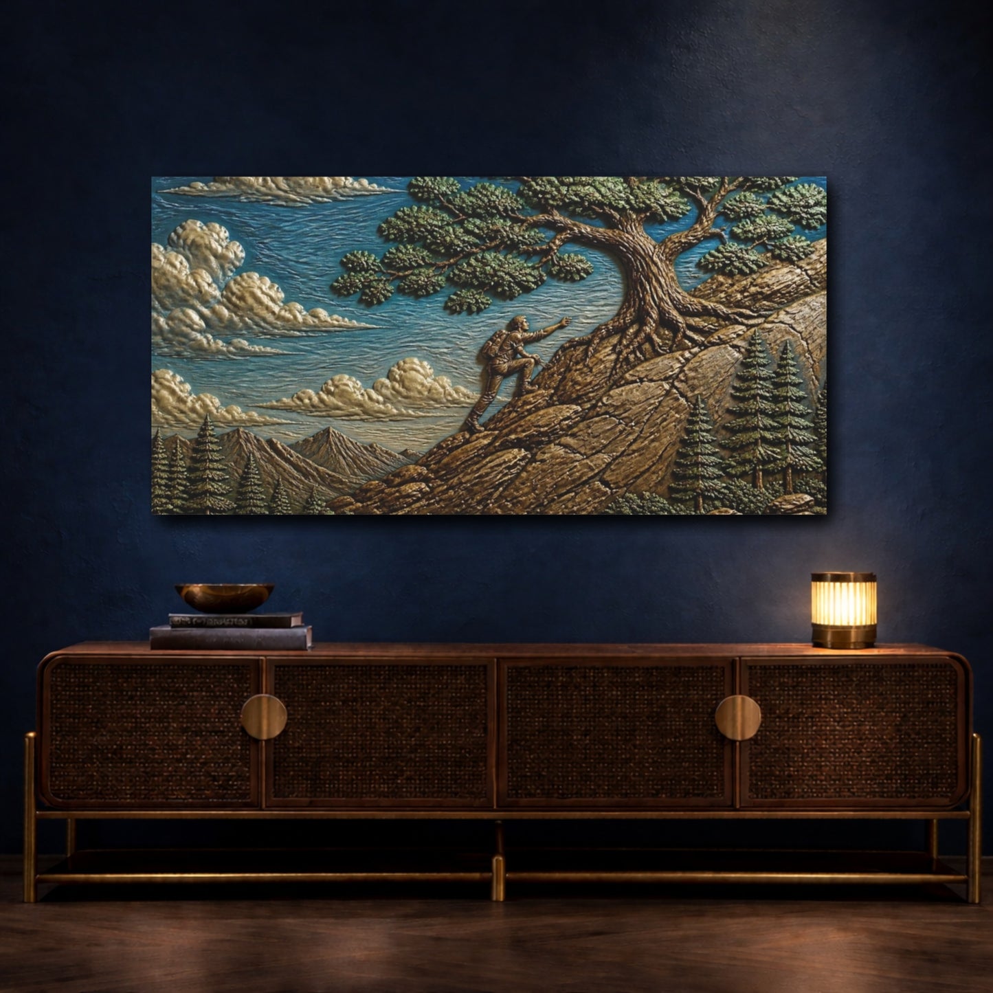 Mockup 4. Oak Tree Motivation Ascent shown as canvas print