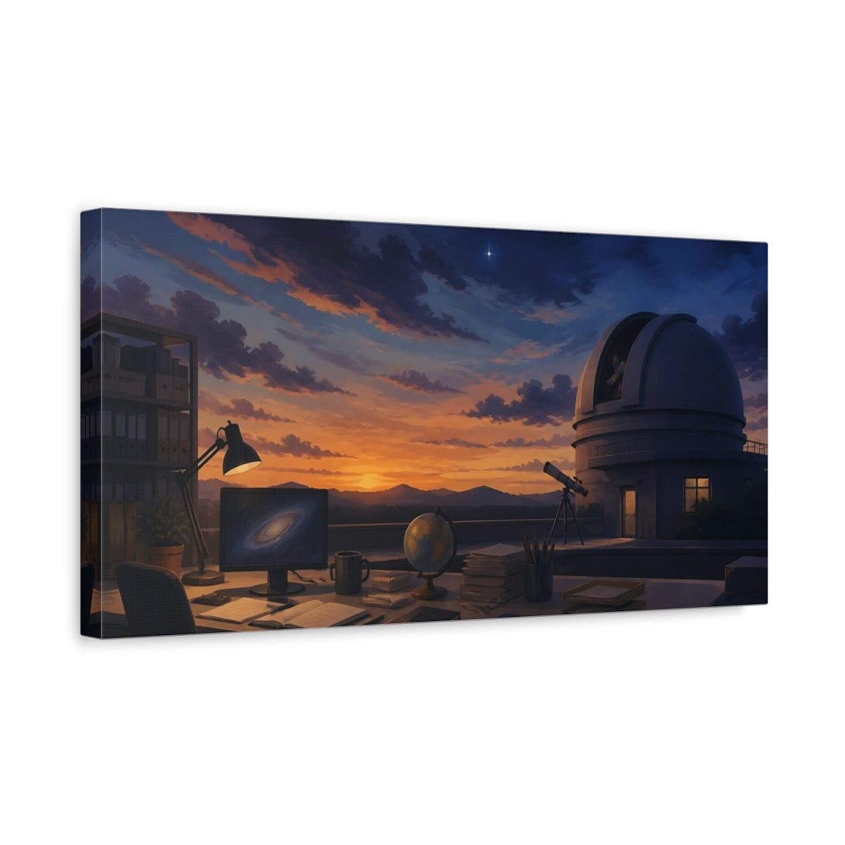 Side Mockup 3. Observatory At Twilight shown as canvas print