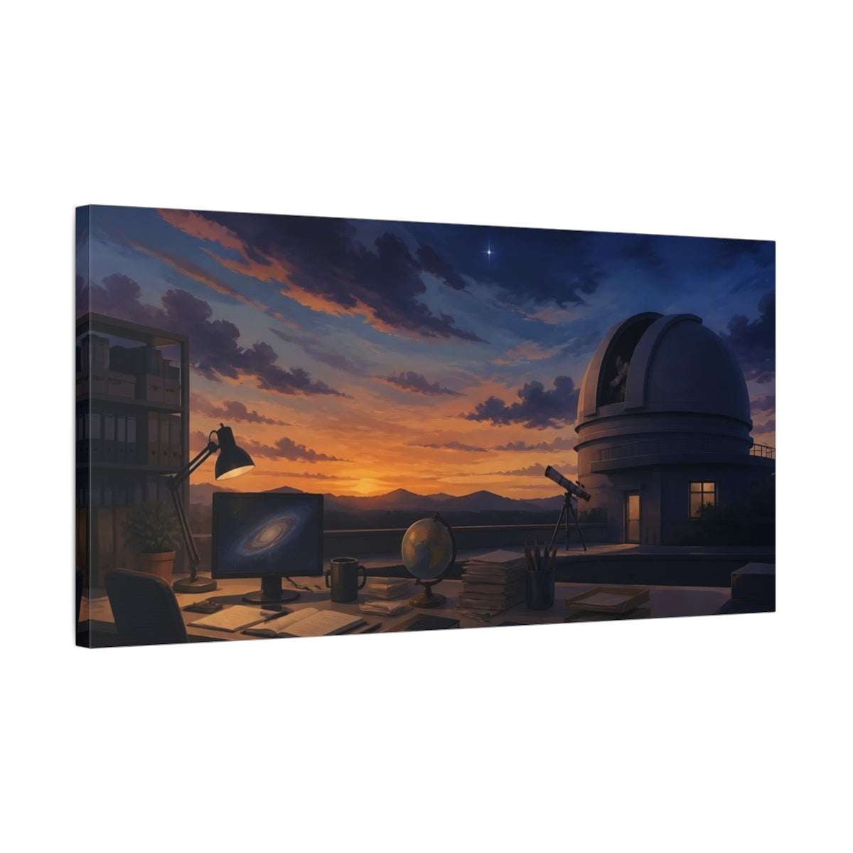 Side Mockup 1. Observatory At Twilight shown as canvas print