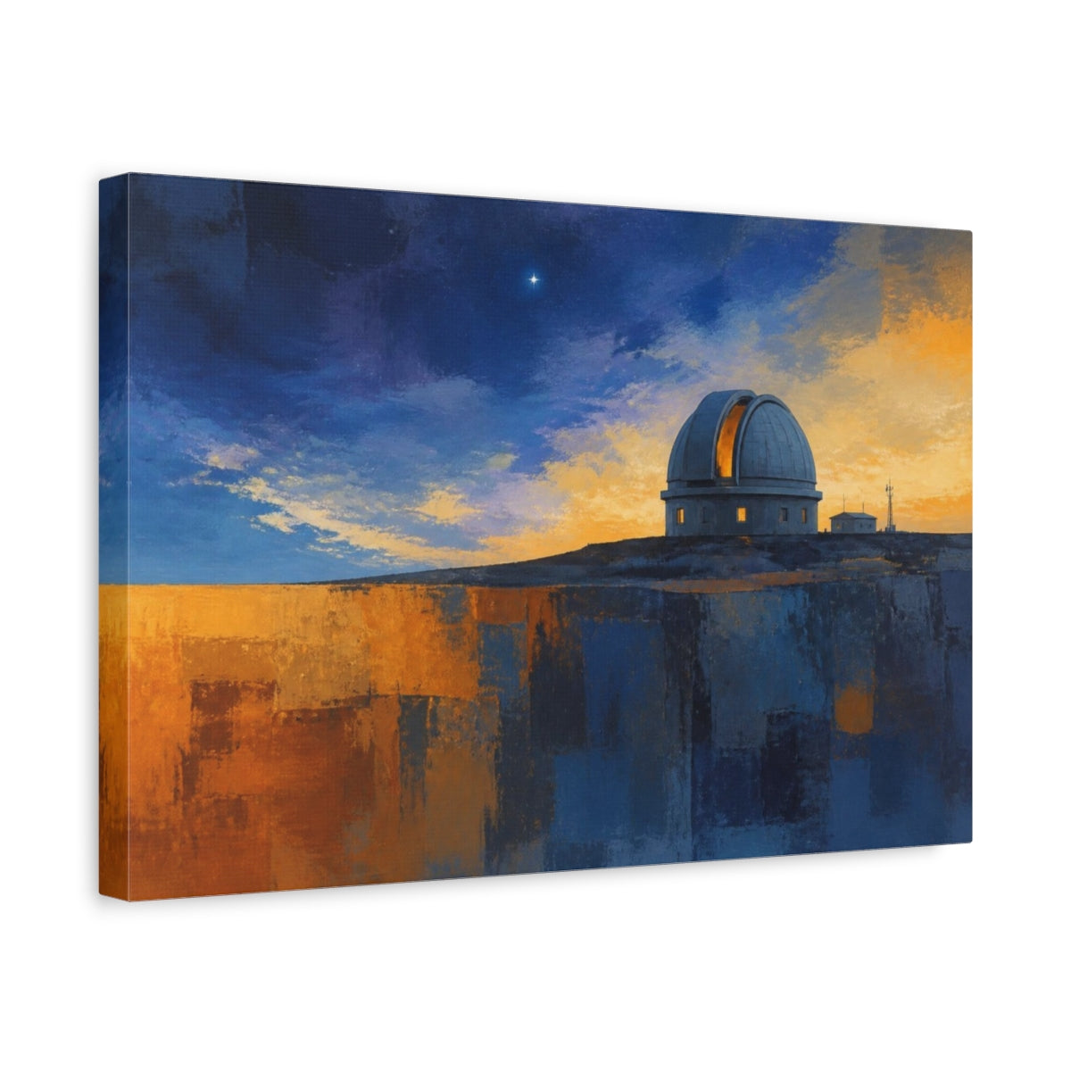 Side Mockup 4. Observatory Dome At Dusk shown as canvas print