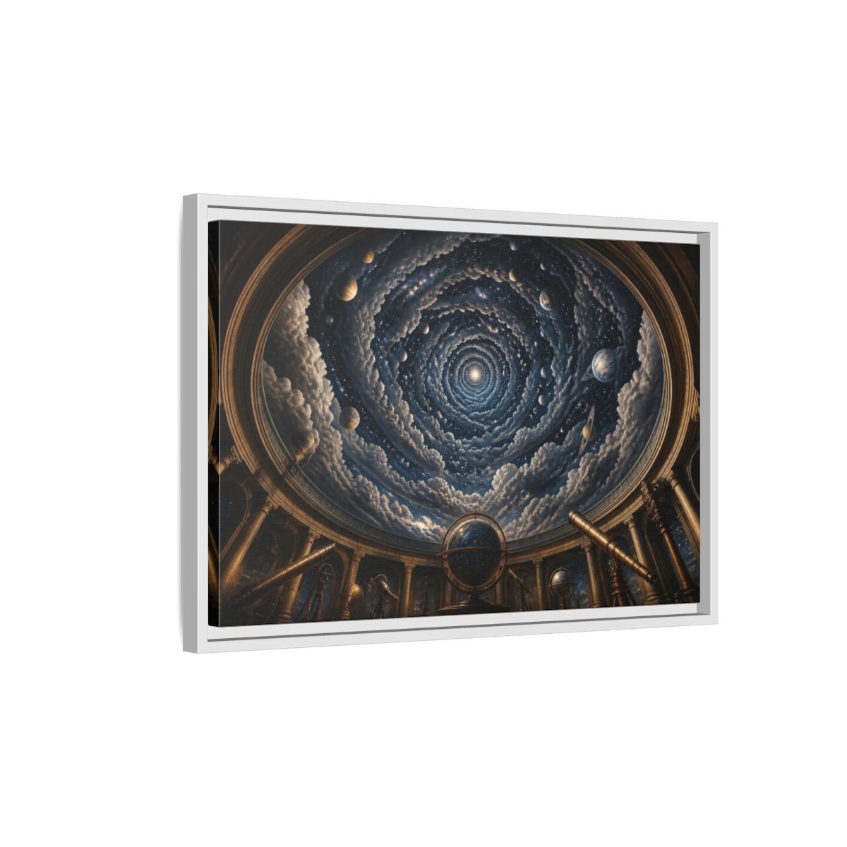 Side Mockup 1. Observatory Dome Illusion shown as framed canvas print