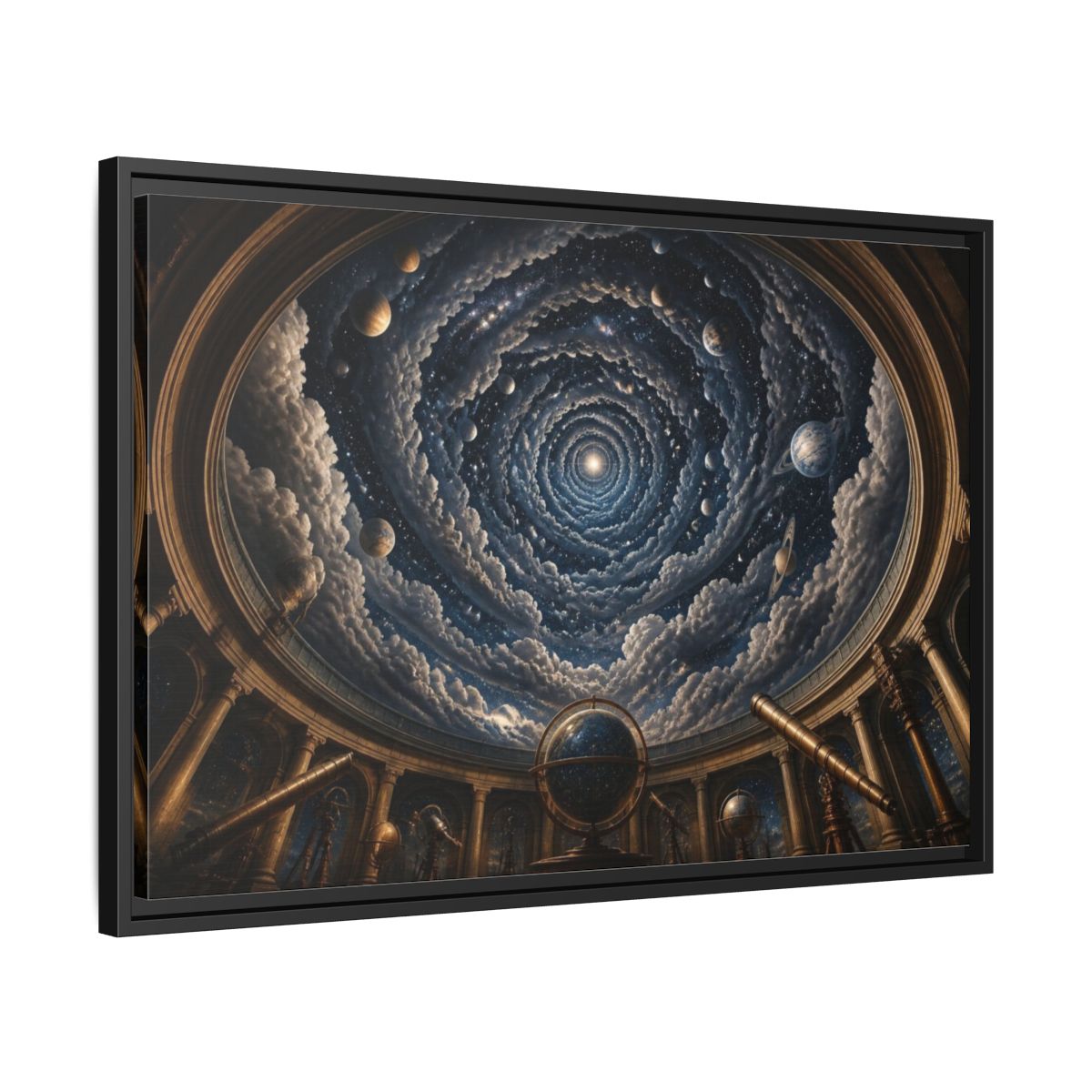 Side Mockup 14. Observatory Dome Illusion shown as framed canvas print
