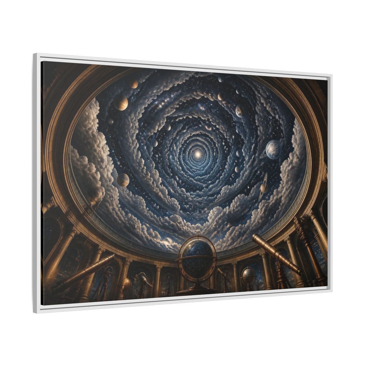 Side Mockup 7. Observatory Dome Illusion shown as framed canvas print