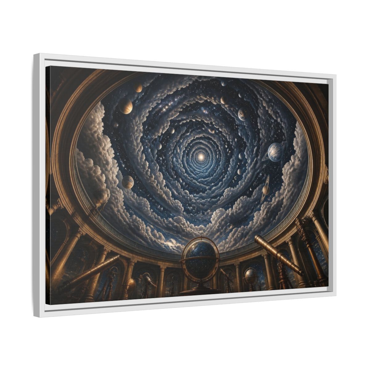 Side Mockup 10. Observatory Dome Illusion shown as framed canvas print